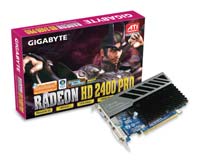  GigaByteRadeon HD 2400 Pro 525 Mhz PCI-E 256 Mb 800 Mhz 64 bit DVI TV HDCP YPrPb